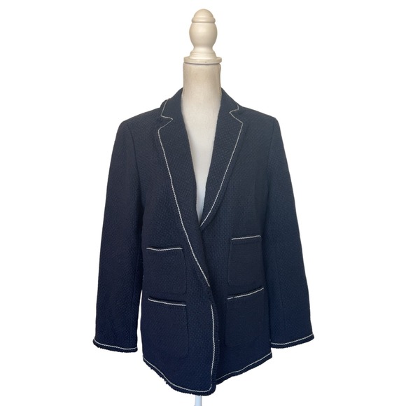 Talbot's New With Tags Navy Blue Tweed blazer w extra buttons Size 12 - Picture 1 of 8